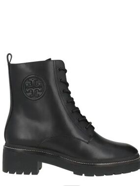 Tory Burch Miller Leather Lug-Sole Combat Boots in black, size 11, NWOT Display